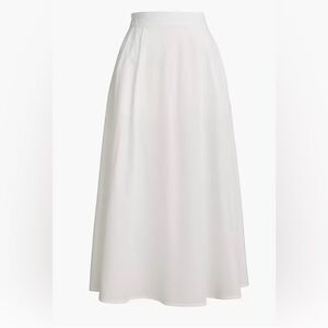 J. Crew Factory White Poplin pleated midi skirt